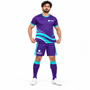 Ensemble d'uniformes de football personnalisés avec logo et numéros, 100 % coton, anti-humidité, respectueux de l'environnement, pour équipes scolaires et académies - Product Image 4