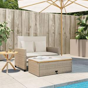 Canapé de jardin convertible 2 places en polyrotin beige - Product Image 3