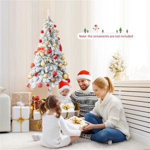 6 Feet Snow-Flocked <b>Christmas</b> <b>Tree</b> Decor Xmas Decorations Product Category - Product Image 3