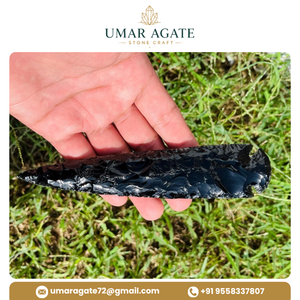 Couteau à lame en forme de feuille en obsidienne noire et en verre d'obsidienne aqua, poli à la main, en pierre naturelle, outil spirituel, cadeau - Product Image 3