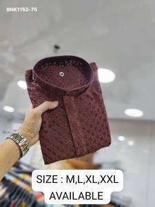 Colección de Kurta-Payjama de Viscosa Rayón de Excelente Calidad con Bordado Lucknowi y Botones Elegantes, Proveedor de India para Ropa Festiva - Product Image 6