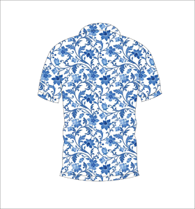 เสื้อโปโลสีน้ำเงินลายดอกไม้แบบกำหนดเอง ระบายอากาศได้ดี น้ำหนักเบา เหมาะสำหรับทีมกอล์ฟ แขนสั้น แบบซับลิเมชั่น ชุดกีฬาประสิทธิภาพสูง - Product Image 3