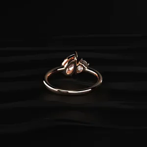 Bague de fiançailles double poire Toi et Moi 1 carat, diamant naturel brillant cultivé en laboratoire, or 14 carats, certifié IGI, luxe, clarté VVS-VS - Product Image 3