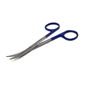 Tijeras Quirúrgicas Micro Iris de 4.5 Pulgadas, Puntas Curvas Afiladas, Acero Inoxidable, Tijeras Dentales Veterinarias, Mango Azul, Juego de Instrumentos - Product Image 1