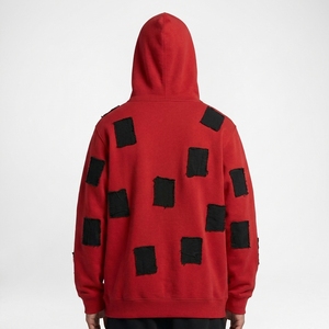 Sudadera con capucha para hombre de corte regular, bordada con patchwork, estilo streetwear personalizado, con apliques desgastados, de tejido grueso - Product Image 4