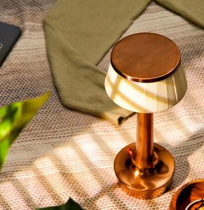 Modern Copper Table Lamp with White Fabric Bell Shade Warm White <b>Light</b> for Bedroom Decorative <b>Lighting</b> - Product Image 2