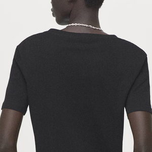T-shirt décontracté pour femme en coton tricoté écologique à col en V et manches courtes – Confortable, respirant, anti-plis, séchage rapide – Service OEM - Product Image 5