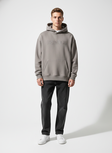 Sweat-shirt à capuche surdimensionné pour homme en polaire avec logo en relief, poche avant, vêtement décontracté pour l'automne, qualité supérieure pour homme - Product Image 5