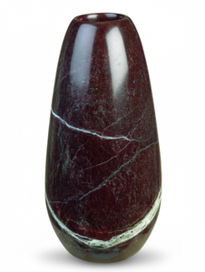 Jarrón de Mármol Color Granate Oscuro Hecho a Mano, Jarrón de Piedra Natural Pulida con Vetas Blancas para Decoración de Hogar de Lujo y Detalles Modernos - Product Image 1