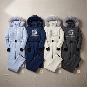 Traje de Esquí Sintético Aislado con Cierre de Cremallera, Impermeable, Cortavientos, Unisex, de Una Pieza, Personalizado, al por Mayor - Product Image 4