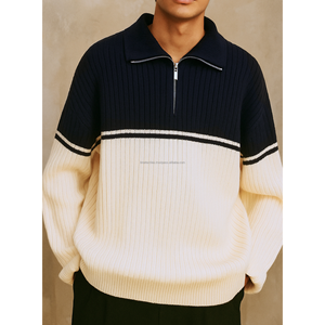 Cárdigan de punto grueso de lana/acrílico transpirable para hombre, estilo chaqueta con cremallera y cierre de botones cubiertos, ideal para invierno. Venta al por mayor. - Product Image 2