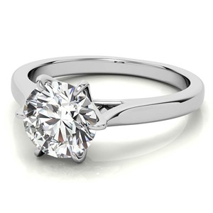 Bague solitaire classique à six griffes en moissanite ronde taille brillant 1,3 carat en or blanc massif 10K, bague de fiançailles personnalisée pour elle - Product Image 3