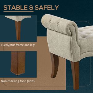 Panca Portascarpe Tradizionale Beige con Braccioli Arrotondati, Trapuntata a Bottoni, per Ingresso, Fondo Letto, Soggiorno, Decorazione Artigianale - Product Image 6