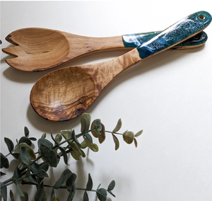 Cuillère/Fourchette en bois émaillée imprimée motif fraise, manche long, ustensiles de cuisine, ensembles de service à salade - Product Image 5