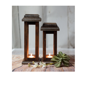 Lanterne en bois porte-bougie, lampe suspendue de style ferme pour jardin, taille personnalisée, écologique, imprimée en typographie, best-seller Ramadan - Product Image 2