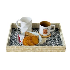Luxury Mother of Pearl Serving <b>Tray</b> Handmade Inlay Shell Decorative <b>Tray</b> for Home Hotel Restaurant Serving and Gift Use - Product Image 5