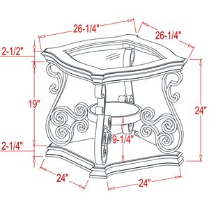 Consolle da 67 cm con piano in vetro e gambe in metallo verniciato a polvere, ripiano centrale in MDF e carta effetto marmo, tavolino da 61 cm di altezza - Product Image 5