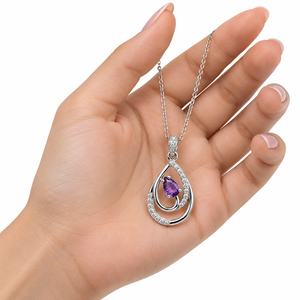 Collar con colgante de pera de plata de ley 925 – Diseño de lágrima pavé con elegantes detalles brillantes - Product Image 4