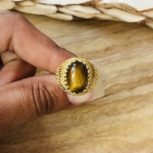 Fashionable Flower Design Brass Tiger Eye <b>Ring</b> 18k Gold Plated <b>Statement</b> Handmade <b>ring</b> Vintage Chunky Wholesale <b>Ring</b> For Women - Product Image 4