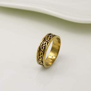 Antique Gold Plated Brass <b>Ring</b> With <b>Celtic</b> Pattern Unisex Vintage Style Plain Band <b>Ring</b> Daily Wear Jewelry - Product Image 4