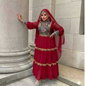 Hot Selling Women's Long Sleeve Lace Embroidered Patch Design High Quality Vintage A-Line Full-Length Party Afghani Kuchi Dress - Product Image 3