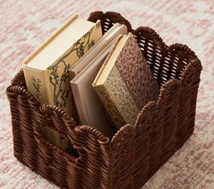 Eco Friendly Wholesale Scallop Edge Dark Brown Rattan Kids Storage <b>Basket</b> Cheap Price Woven Toy Book <b>Cube</b> Bin Bulk Manufacturer - Product Image 2