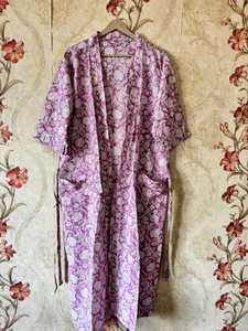 Robe kimono en coton imprimé au bloc, peignoir de demoiselle d'honneur - Product Image 3
