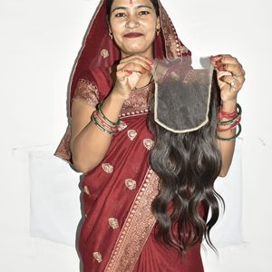 Cabello Humano Natural Ondulado con Cierre HD de Encaje, Trama Doble a Máquina, Cabello Virgen con Cutícula Alineada, Estilo Ondulado Corporal, Paquetes Indios de Cabello de Templo - Product Image 1