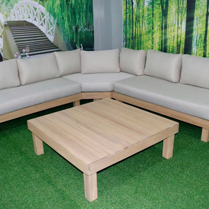Ensemble de canapés d'angle en bois d'acacia, construit avec une structure en bois dur robuste offrant un soutien stable et un confort de détente relaxant - Product Image 1