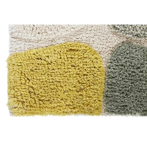 Ensemble de tapis de bain modernes en microfibre, motif festonné, jaune, gris, blanc, rectangulaire, antidérapant, avec envers en caoutchouc, épais, tufté, réversible - Product Image 6