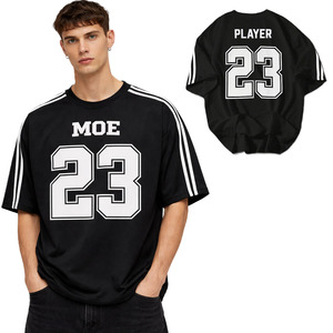 Camiseta Deportiva de Fútbol Americano de Manga Corta con Rayas Minimalistas de Poliéster, Número Personalizado, Estilo Urbano, Producción al por Mayor - Product Image 1