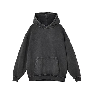 Men's Oversized Hooded Sweatshirt Solid Color Cotton French Terry Pocket Design Washed Look Autumn Wear Regular Fit - Product Image 4