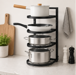 <b>Pot</b> and Pan Organizer Rack for Cabinet 4 Tier Multi-Layer Kitchen Storage Shelf and Cookware <b>Holder</b> Space-Saving Carbon Steel - Product Image 6