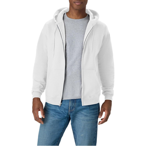 Sweat-shirt à capuche zippé pour homme, couleur unie, en polaire, coupe classique, décontracté, pour l'automne - Product Image 1