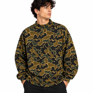 Custom Men's Duck Camo Mockneck Sweatshirt Camo <b>Mock</b> <b>Neck</b> Pullover <b>Mock</b> <b>Neck</b> Streetwear <b>Top</b> Factory Wholesale - Product Image 1