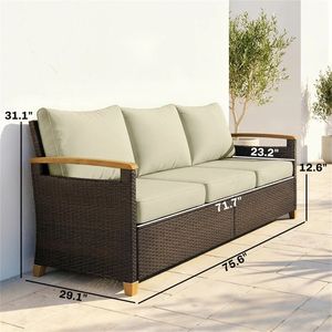Canapé de jardin extérieur double beige confortable et élégant - Product Image 6