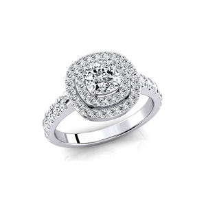 แหวนแต่งงานเพชรเม็ดเดี่ยวทรงคุชชั่น 1 กะรัต สี D ระดับความสะอาด VVS เพชรเลี้ยงในห้องปฏิบัติการ ทอง 14K 18K ประดับเพชรไมโครเพฟ 36 เม็ด - Product Image 2