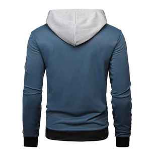 Sweat à capuche d'hiver pour homme au design personnalisable, 100% coton molletonné, coupe classique, poche décontractée, séchage rapide et respirant, bleu - Product Image 3