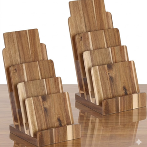 Handmade 4-tier Acacia Wood Brochure Holder Stand Multi Purpose Organizer for Flyer Brochure Business Cards from Vietnam - Product Image 2