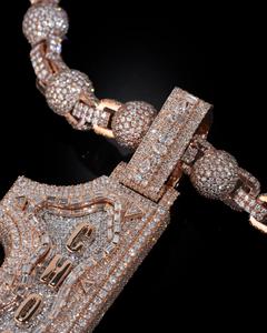 Pendentif personnalisé en moissanite taille émeraude VVS glacée, certifié IGI, en argent 925 et or rose 14K, numéro 1, bijoux fins pour hommes et femmes - Product Image 3