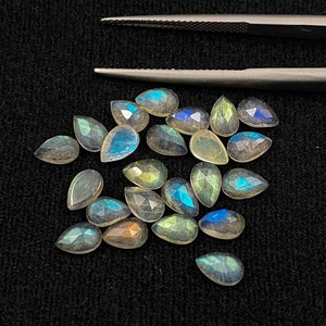 Cabochon en labradorite naturelle taille rose 7x10mm, forme poire à dos plat, pierre précieuse faite à la main, bijoux fantaisie, articles tendance en gros - Product Image 4