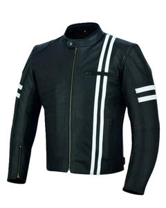 แจ็คเก็ตหนังแท้ทรงเข้ารูปสไตล์ไฮสตรีทสำหรับผู้ชาย ผลิตตามสั่ง OEM ผ้าแคนวาส แห้งเร็ว ระบายอากาศดี ขั้นต่ำ 20 ชิ้น รับผลิตแบรนด์ส่วนตัว B2B - Product Image 1