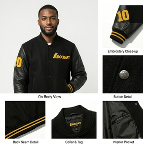 Chaqueta Varsity Impermeable de Forro Polar Térmico para Hombre al por Mayor, Chaqueta de Otoño Unisex con Botón Frontal Único y Fusión sin Costuras - Product Image 5