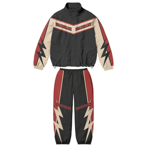 Sublimation Printed <b>Men's</b> Vintage Waterproof Windbreaker Zip Up <b>Jacket</b> and Pants Sportswear Set - Product Image 1