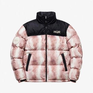 Blouson matelassé HQR Tie Dye unisexe, coupe-vent, respirant, fermeture éclair, décontracté, à capuche, rembourrage épais en polyester, style urbain - Product Image 2