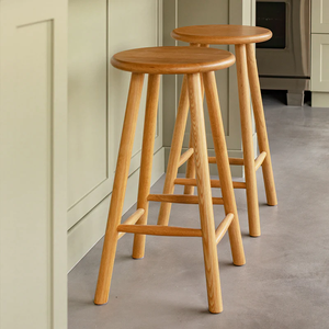 Modern Wooden Bar <b>Stool</b> Durable Kitchen Counter Chair Home Bar Furniture High Quality Wood Base - Product Image 1