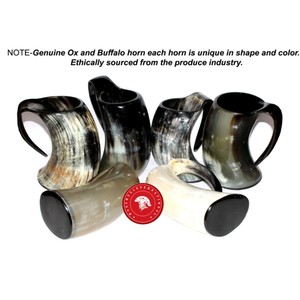 Mug authentique en corne véritable, écologique, style Viking, personnalisé, en corne de buffle naturelle, tasse à bière médiévale, souvenir en corne. - Product Image 2
