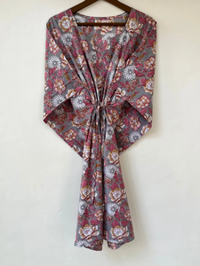 Vestido Kaftan Casual de Verano sin Mangas con Estampado Floral Tropical Digital, de Algodón, para Mujer, Islas del Pacífico Asiático - Product Image 5
