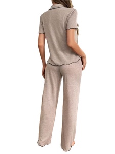 Conjunto de Pijama para Mujer, Primavera-Verano 2026, Casual, Cuello en V, Tejido de Punto, Spandex/Algodón, Ecológico, Transpirable, Sexy - Product Image 3
