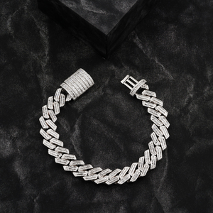 Baguette Cut Moissanite Hiphop Cuban Link <b>Bracelet</b> 925 <b>Silver</b> IGI Certified Rose Gold Chain <b>Bangle</b> Unisex Party Wedding Gift - Product Image 1